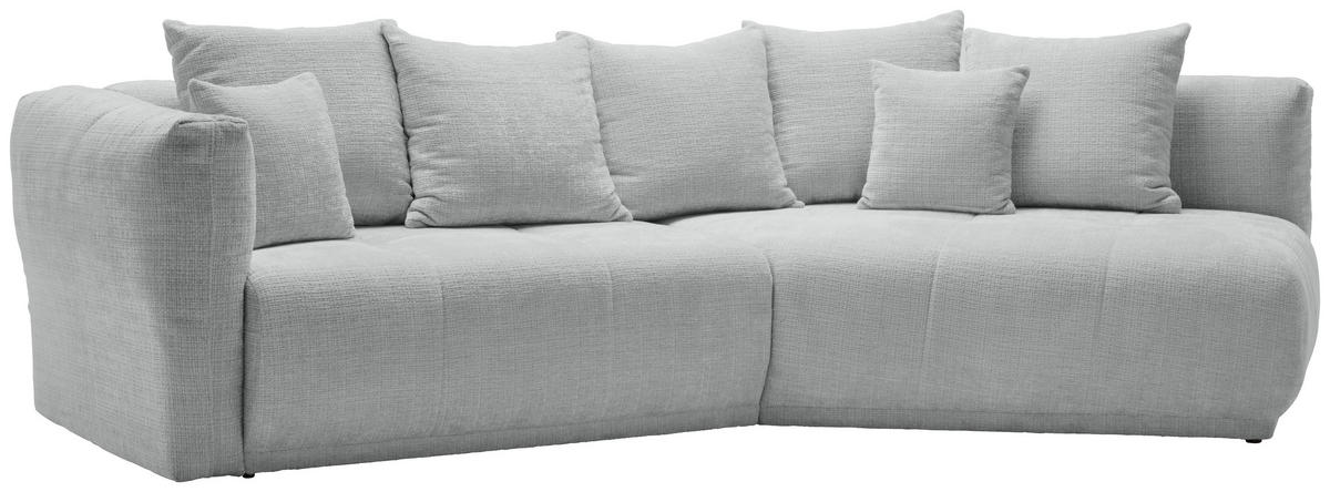 ECKSOFA in Chenille Hellgrau  - Hellgrau/Schwarz, Modern, Kunststoff/Textil (315/180cm) - Hom`in