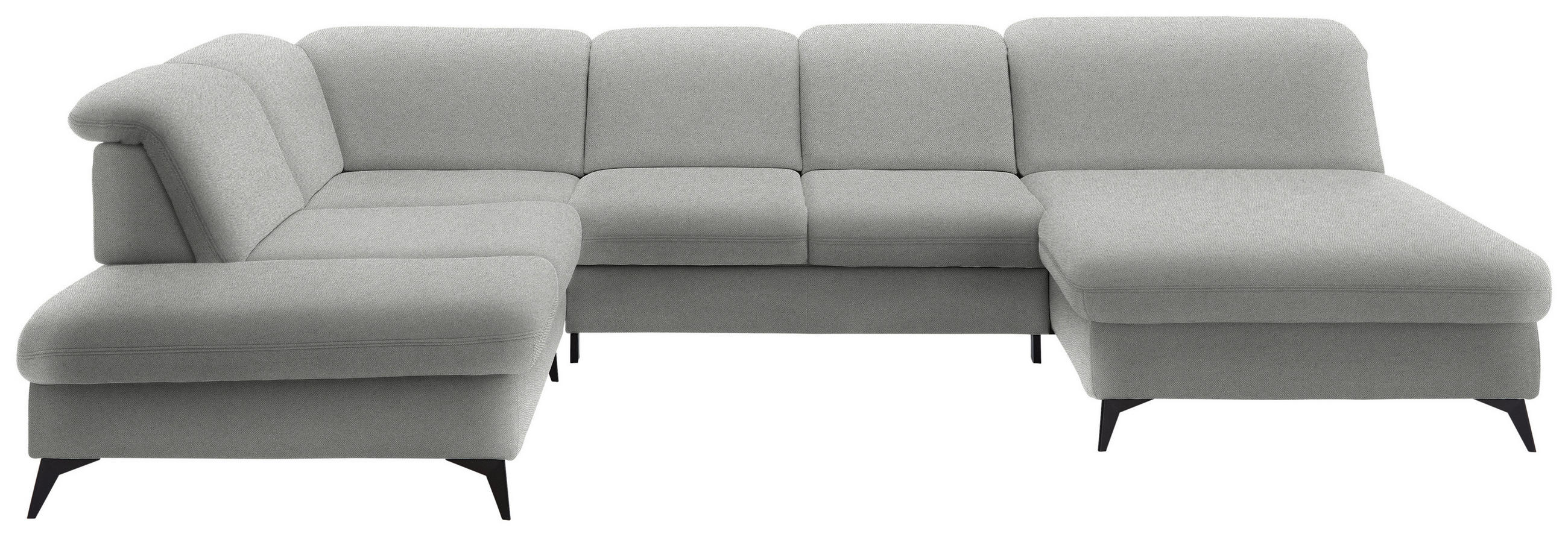 WOHNLANDSCHAFT Chenille Greige  - Greige/Schwarz, Design, Textil/Metall (255/369/198cm) - Beldomo Style