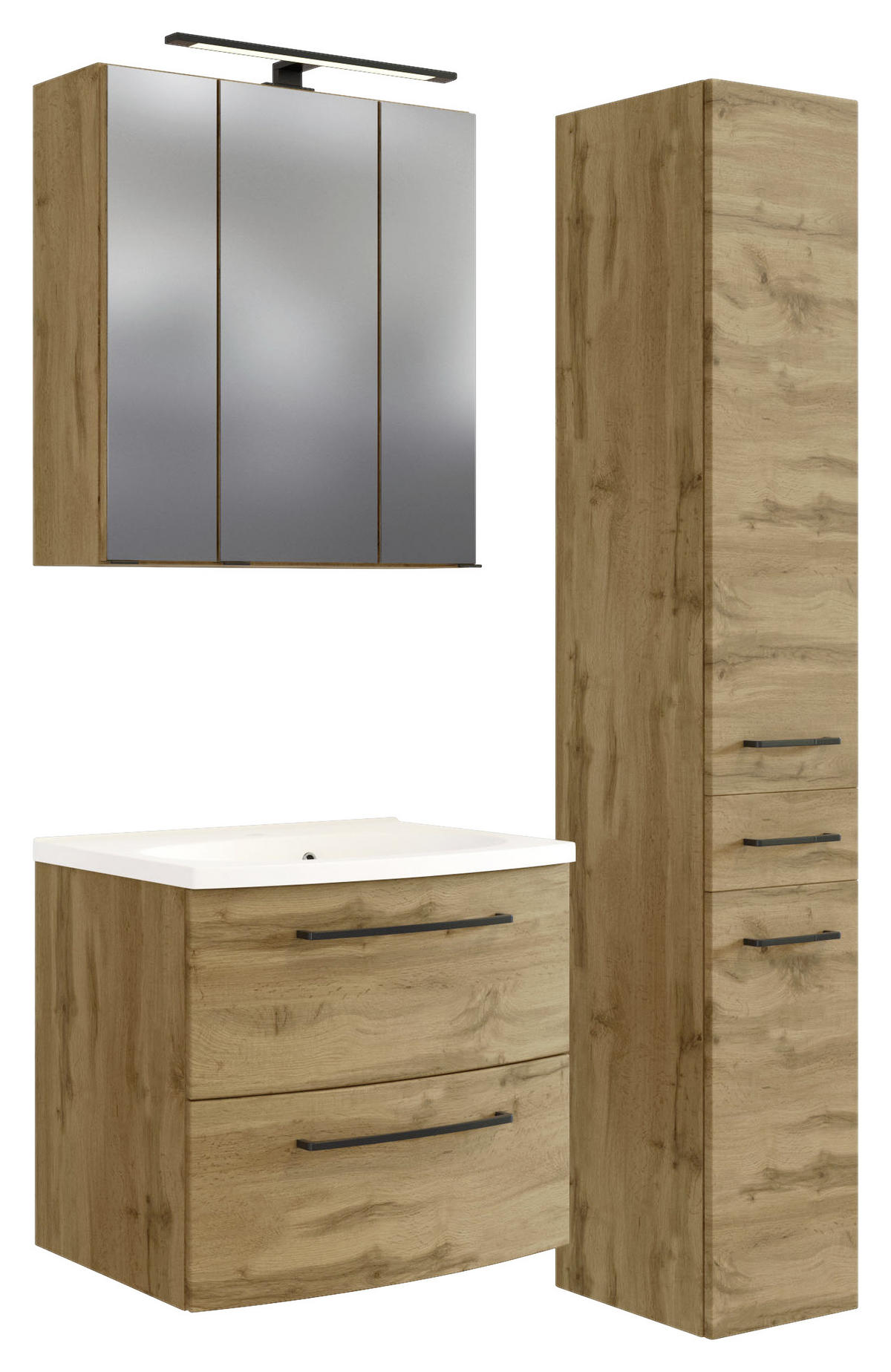 BADEZIMMER  in 90 cm  - Weiss/Eichefarben, Modern, Keramik/Holzwerkstoff (90cm) - Held