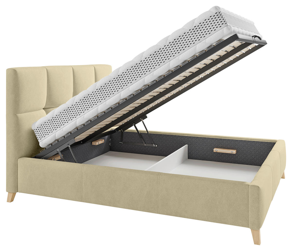 POLSTERBETT 140/200 cm  in Beige  - Beige/Buchefarben, Konventionell, Holz/Textil (140/200cm) - Carryhome
