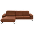 ECKSOFA in Echtleder Cognac  - Cognac/Schwarz, Design, Leder/Metall (193/328cm) - Dieter Knoll