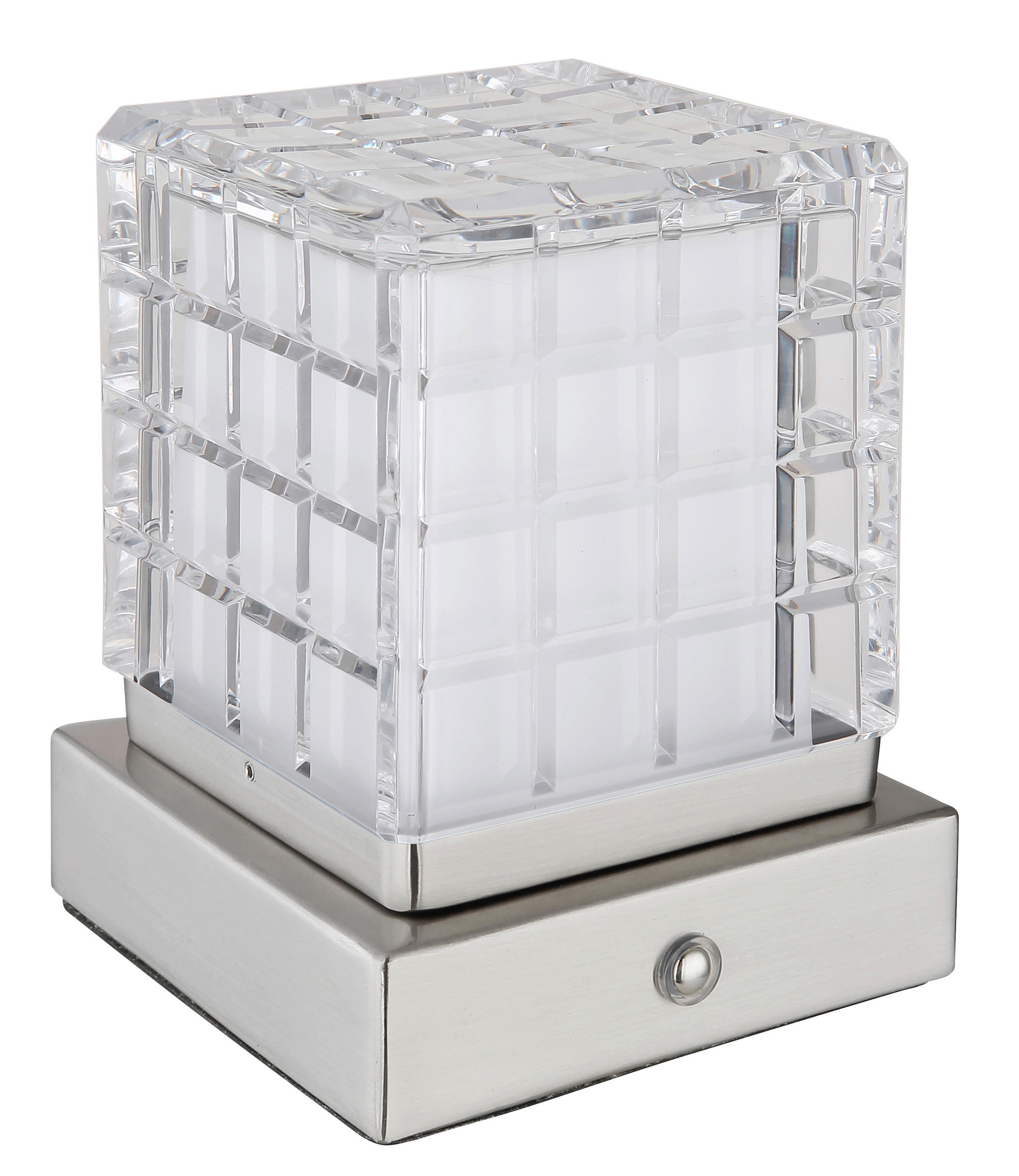 AKKU-TISCHLEUCHTE 10/10/10 cm   - Klar/Weiß, Trend, Kunststoff/Metall (10/10/10cm) - Globo