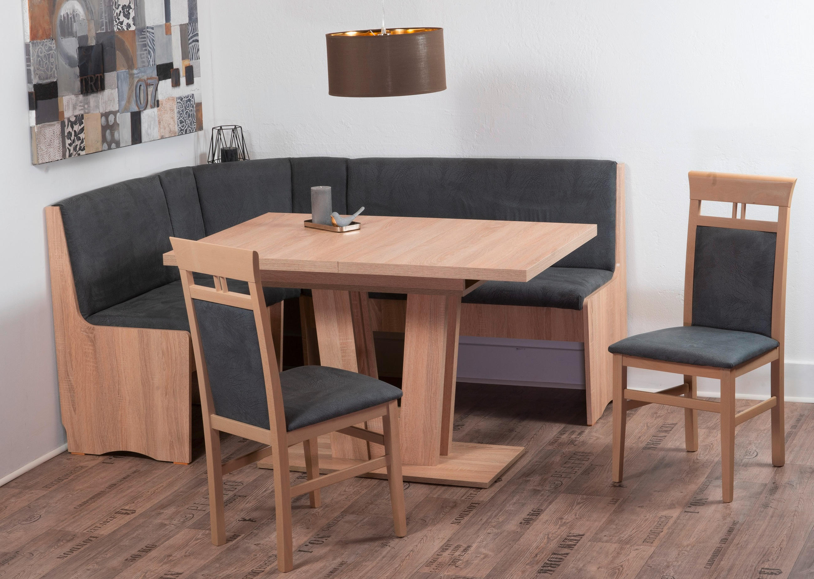 ECKBANKGRUPPE Mikrofaser Sonoma Eiche, Grau  - Grau/Sonoma Eiche, KONVENTIONELL, Holz/Textil (125/89/165cm) - MID.YOU