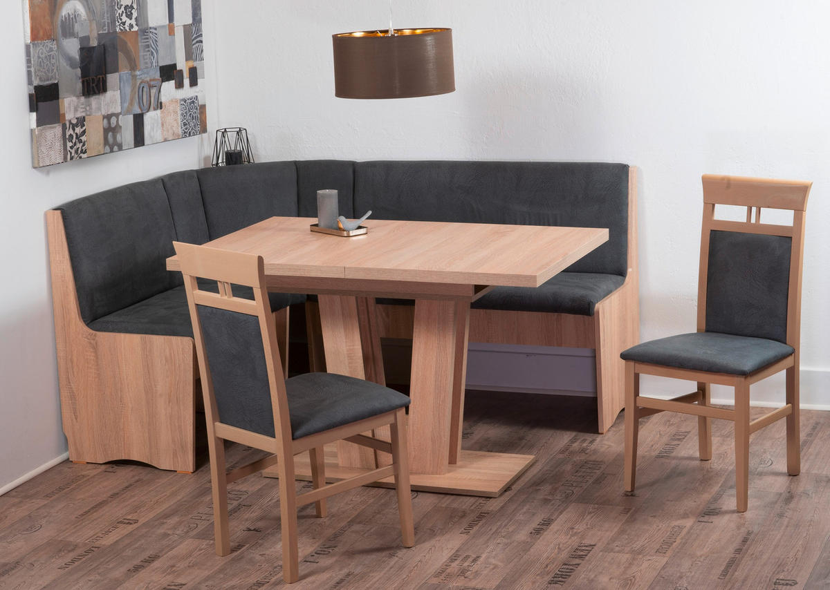 ECKBANKGRUPPE Mikrofaser Sonoma Eiche, Grau  - Grau/Sonoma Eiche, KONVENTIONELL, Holz/Textil (125/89/165cm) - MID.YOU