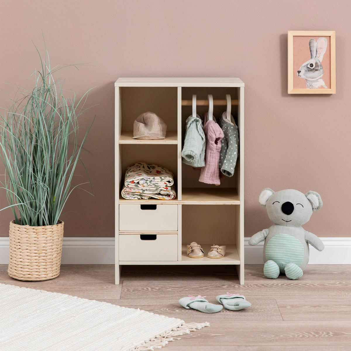PUPPENKLEIDERSCHRANK ROBINIA  - Creme, Basics, Holz (32/20/50cm) - MUSTERKIND