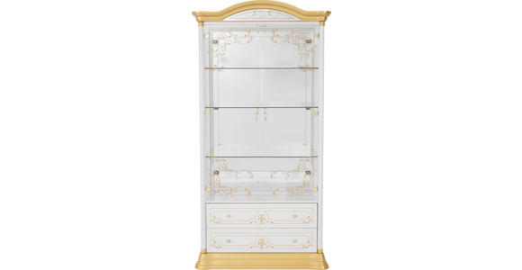 VITRINE in Weiß, Goldfarben - Goldfarben/Weiß, LIFESTYLE, Glas/Holzwerkstoff (109/212/53cm) - Cantus