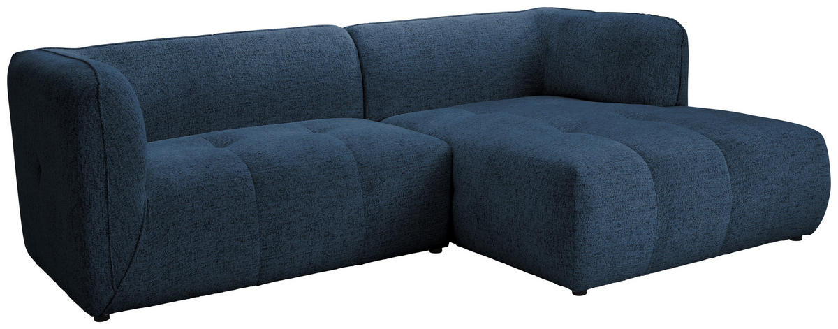 ECKSOFA Dunkelblau Chenille  - Schwarz/Dunkelblau, KONVENTIONELL, Kunststoff/Textil (255/164cm) - Ambia Home