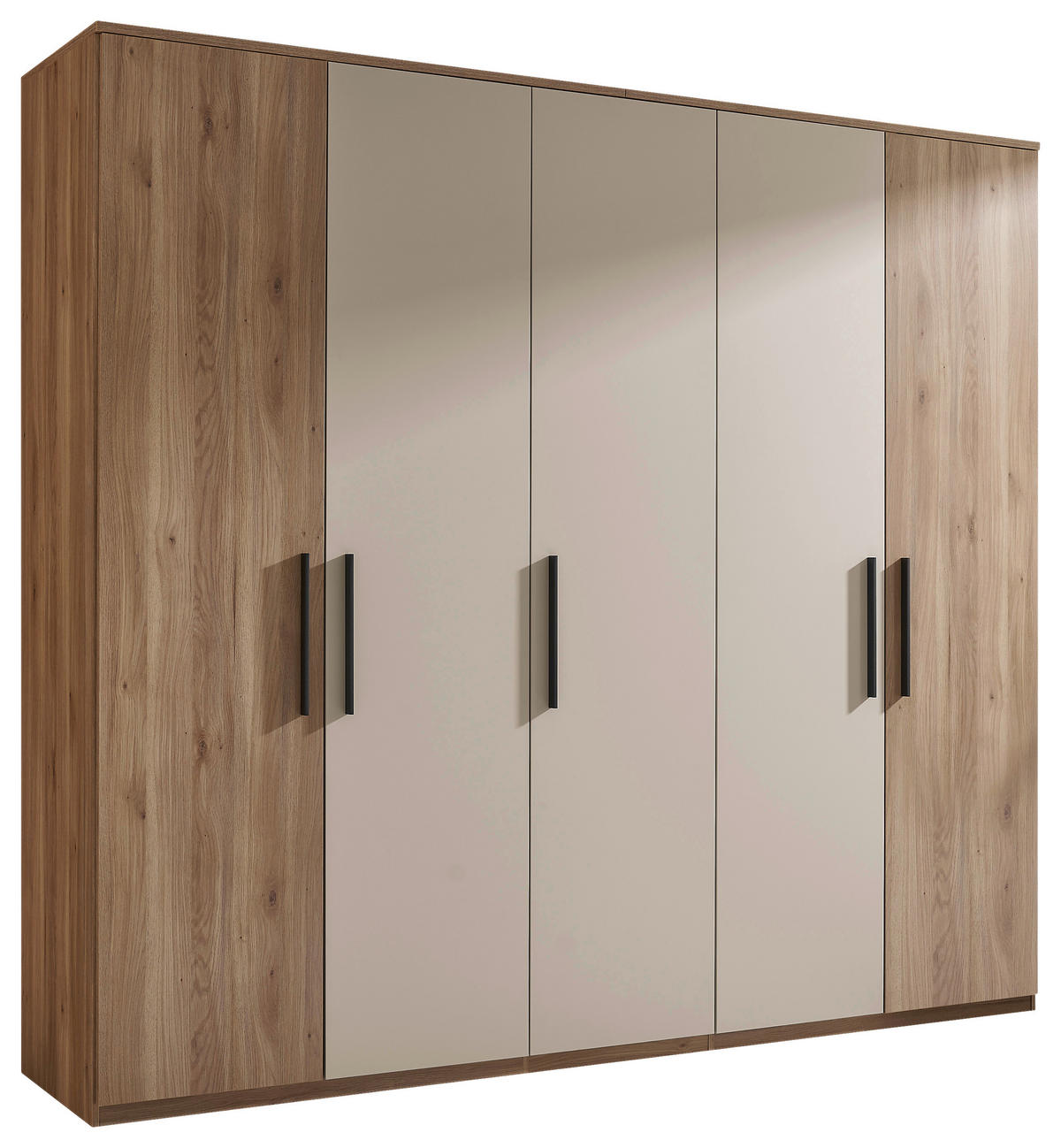 DREHTÜRENSCHRANK in Eichefarben, Kaschmir  - Kaschmir/Eichefarben, Design, Holzwerkstoff/Metall (250,8/227,7/60cm) - Xora