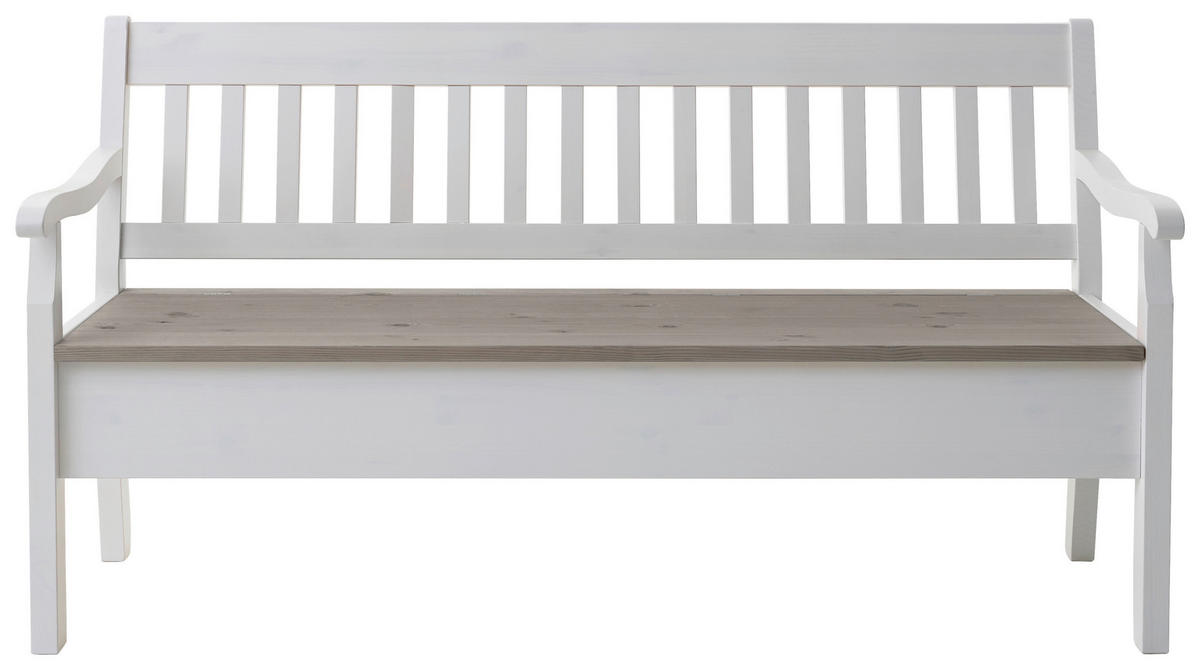 SITZBANK 169/93/58 cm Weiß, Grau Kiefer massiv  - Weiß/Grau, ROMANTIK / LANDHAUS, Holz (169/93/58cm) - Boxxx