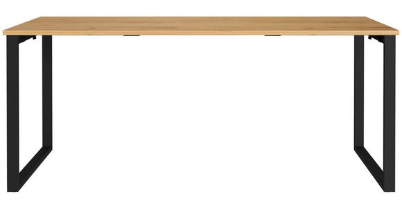 SCHREIBTISCH 180/80/75 cm  in Schwarz, Eichefarben, Hellbraun  - Hellbraun/Eichefarben, MODERN, Holzwerkstoff/Metall (180/80/75cm) - Novel
