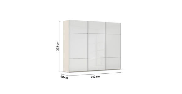 SCHWEBETÜRENSCHRANK in Weiß, Champagner - Champagner/Alufarben, KONVENTIONELL, Glas/Holzwerkstoff (242/223/68cm) - Novel