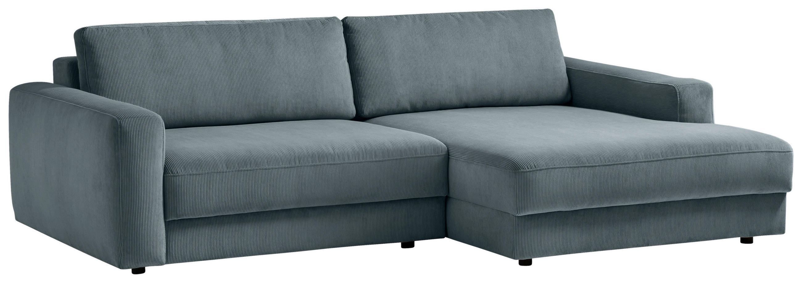 Thumbnail - Trendmanufaktur Ecksofa Bourbon, Blaugrau, Textil, 4-Sitzer, Füllung: Schaumstoff, Silikon, Ottomane rechts, L-Form, 250...