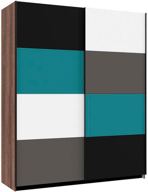 SKRIŇA S POS. DVER. – HOR.VED, sivá, zelená, čierna, biela, farba duba, 170/210/61 cm - čierna/sivá, Design, kov/kompozitné drevo (170/210/61cm) - Carryhome