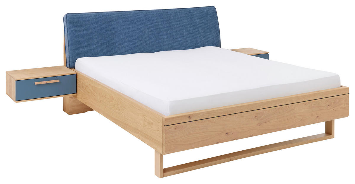 SCHLAFZIMMER Blau, Eichefarben  - Blau/Eichefarben, Design, Holzwerkstoff/Textil (180/200cm) - Musterring