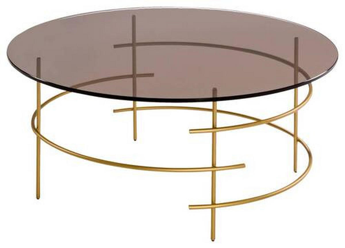 COUCHTISCH Parsolglas 80/80/80 cm rund Goldfarben  - Goldfarben, ROMANTIK / LANDHAUS, Glas/Metall (80/80/80cm) - Novel