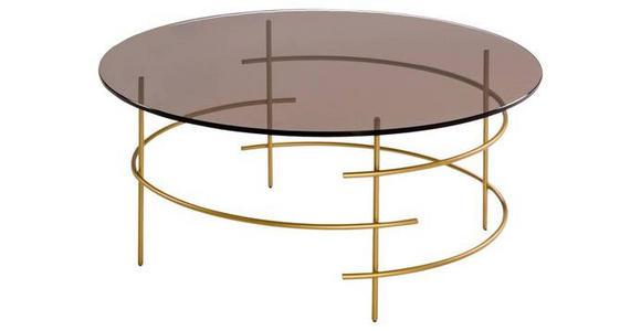 COUCHTISCH rund Goldfarben 80/80/80 cm  - Goldfarben, ROMANTIK / LANDHAUS, Glas/Metall (80/80/80cm) - Novel