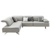 ECKSOFA in Echtleder Silberfarben  - Dunkelgrau/Anthrazit, Design, Leder/Metall (230/290cm) - Johann Jakob