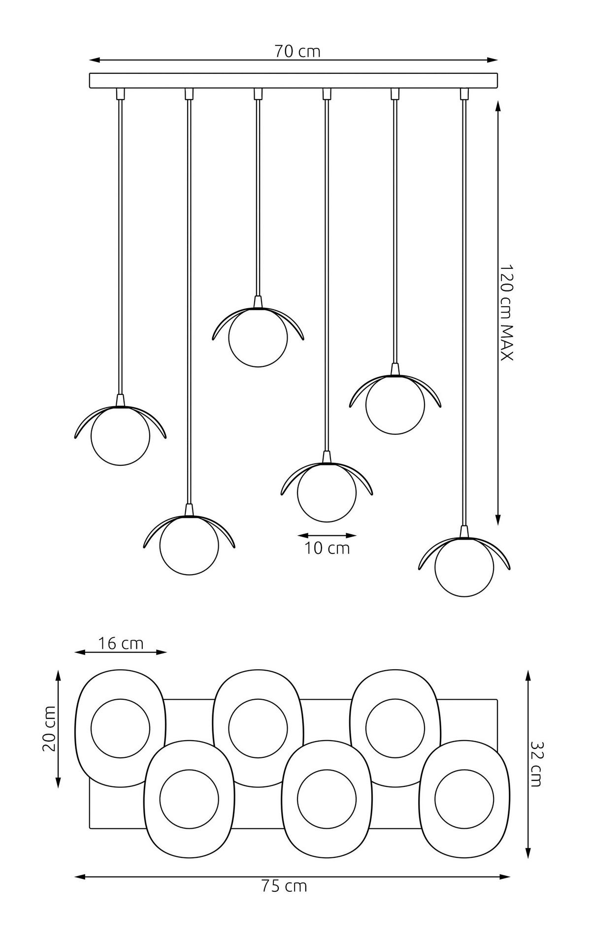 HÄNGELEUCHTE  75/32/120 cm    - Schwarz, Design, Glas/Metall (75/32/120cm)