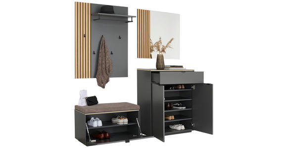 GARDEROBE 4-teilig  in 171/200/40 cm  - Eichefarben/Anthrazit, Design, Glas/Holz (171/200/40cm) - Dieter Knoll