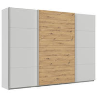 SCHWEBETÜRENSCHRANK Eiche Artisan, Seidengrau  - Seidengrau/Alufarben, Konventionell, Holzwerkstoff/Metall (315/210/62cm) - Xora
