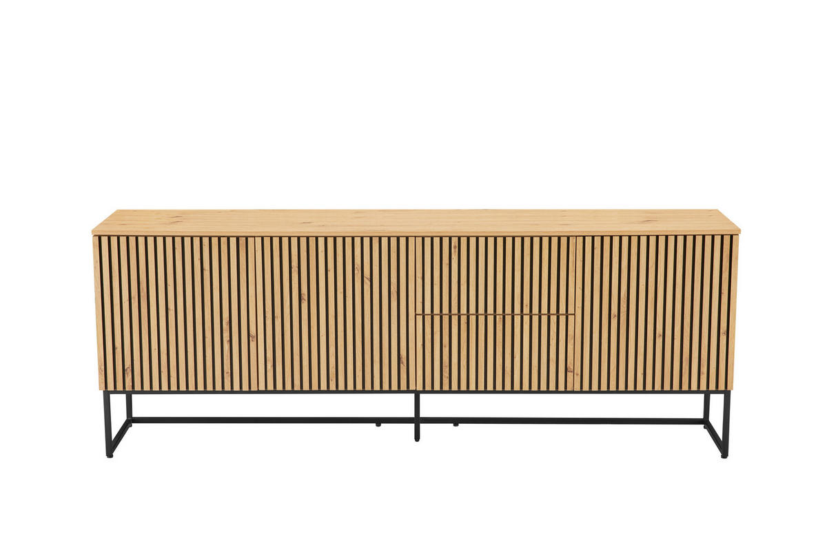 SIDEBOARD  213/80/40 cm 2 Schublade(n)  - Schwarz/Eiche Artisan, MODERN, Holzwerkstoff/Metall (213/80/40cm) - Xora