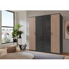 KLEIDERSCHRANK  in Braun, Graphitfarben, Dunkelgrau  - Dunkelgrau/Schwarz, KONVENTIONELL, Glas/Holzwerkstoff (180/199/58cm) - Stylife