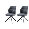 STUHL-SET 2 Stück  in Stahl Lederlook  - Anthrazit/Schwarz, MODERN, Textil/Metall (51/92/65cm) - MID.YOU