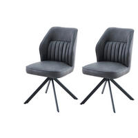 STUHL-SET 2 Stück erweiterbar, Sitzfläche 360° drehbar Lederlook  - Anthrazit/Schwarz, MODERN, Textil/Metall (51/92/65cm) - MID.YOU