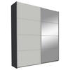 GARDEROB MED SKJUTDÖRRAR 181/210/62 cm 2-dörrar - aluminiumfärg/grafitfärgad, Klassisk, metall/trämaterial (181/210/62cm) - Xora