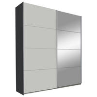 SCHWEBETÜRENSCHRANK in Grau  - Alufarben/Graphitfarben, Konventionell, Glas/Holzwerkstoff (181/210/62cm) - Xora