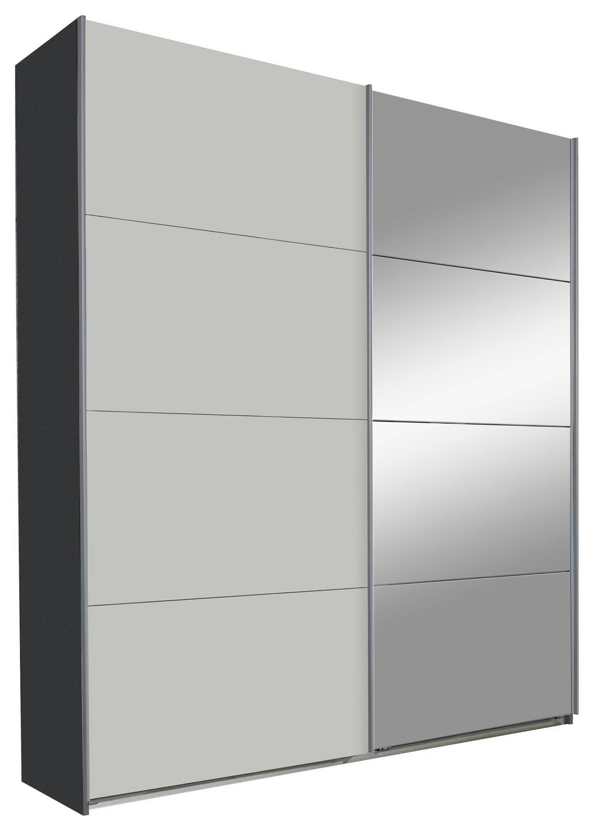 SCHWEBETÜRENSCHRANK in Grau  - Alufarben/Graphitfarben, Konventionell, Glas/Holzwerkstoff (181/210/62cm) - Xora