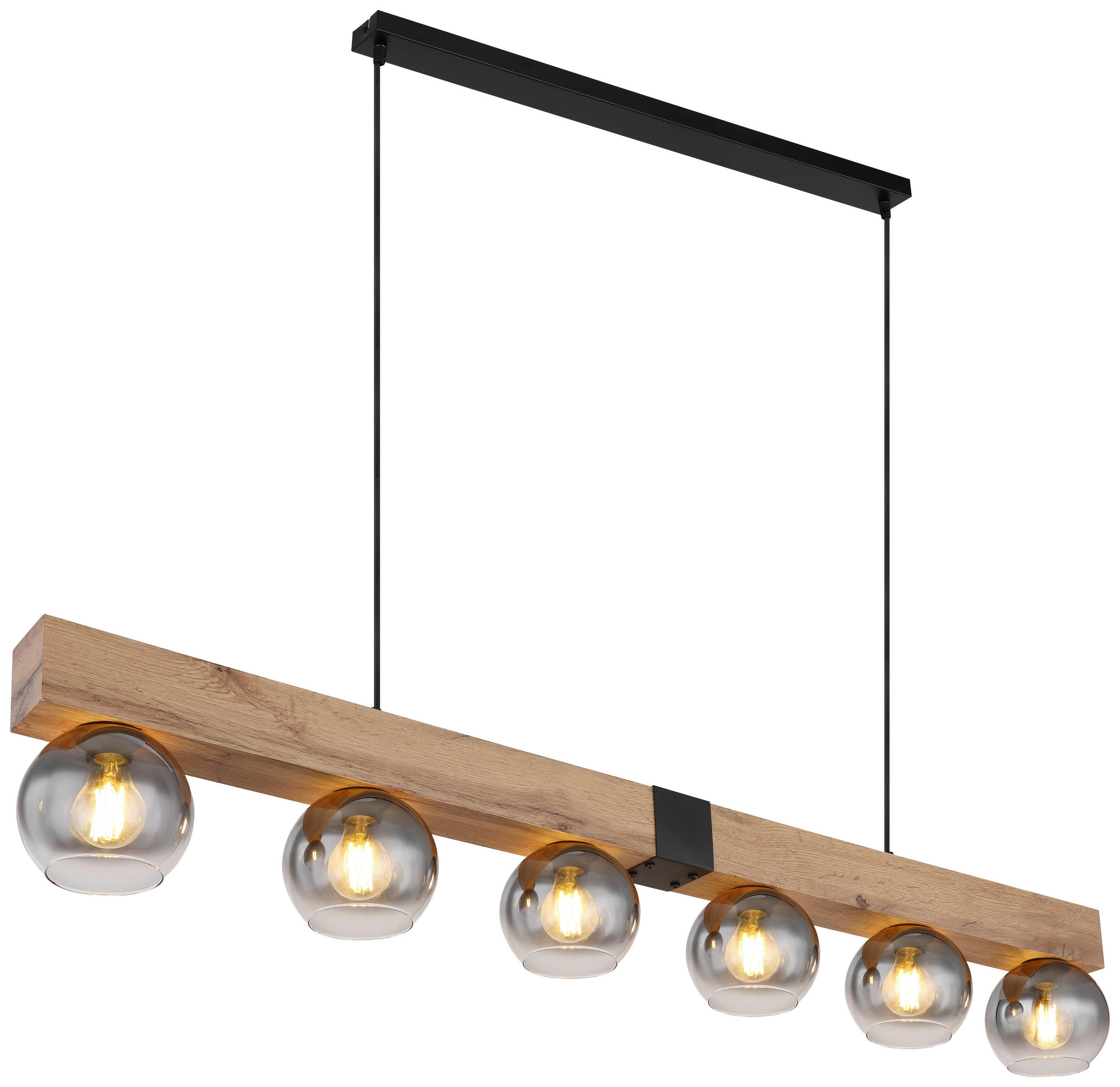 HÄNGELEUCHTE 140/15/120 cm  - Schwarz, Design, Glas/Holz (140/15/120cm) - Novel