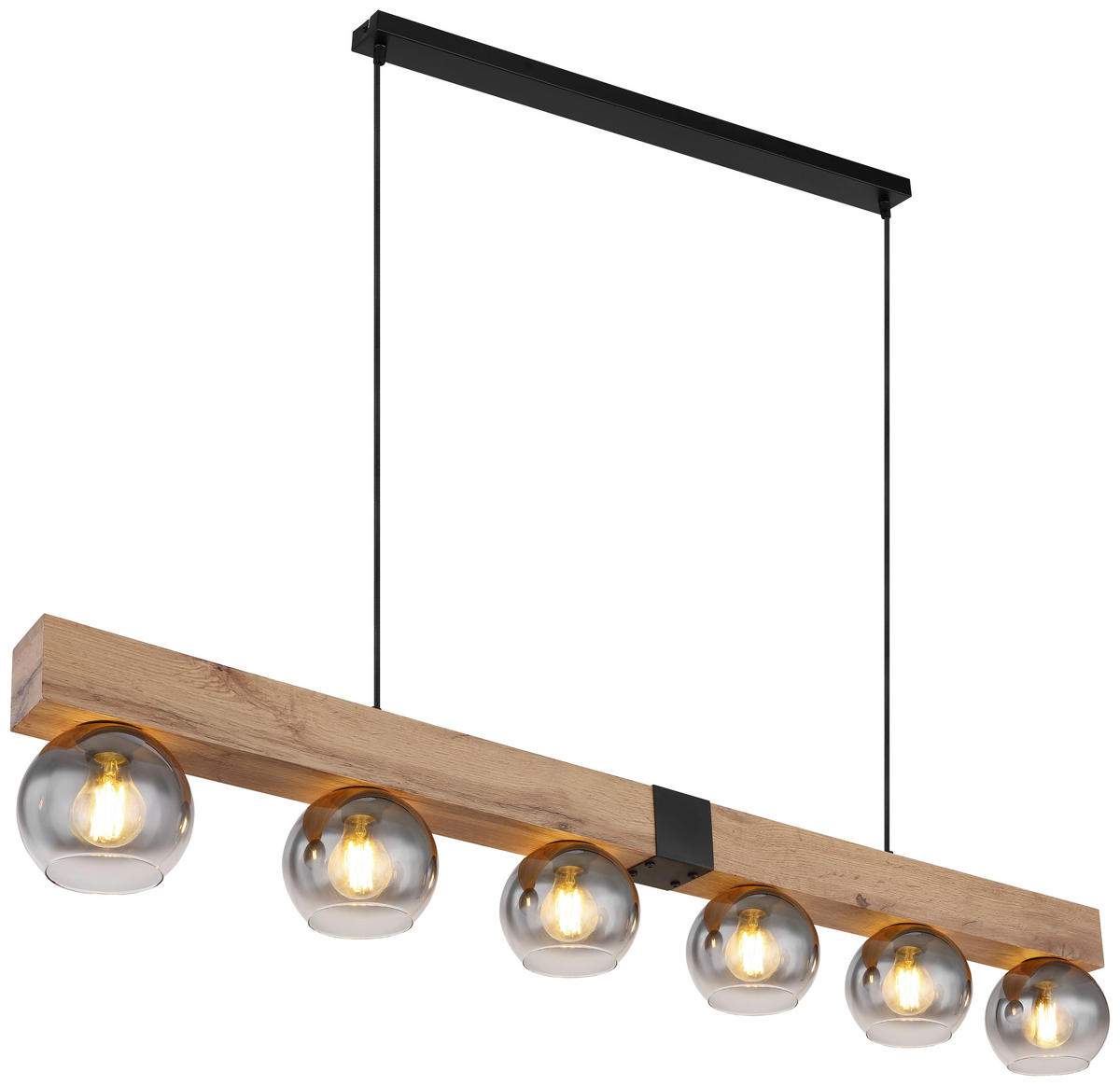 HÄNGELEUCHTE 140/15/120 cm  - Schwarz, Design, Glas/Holz (140/15/120cm) - Novel