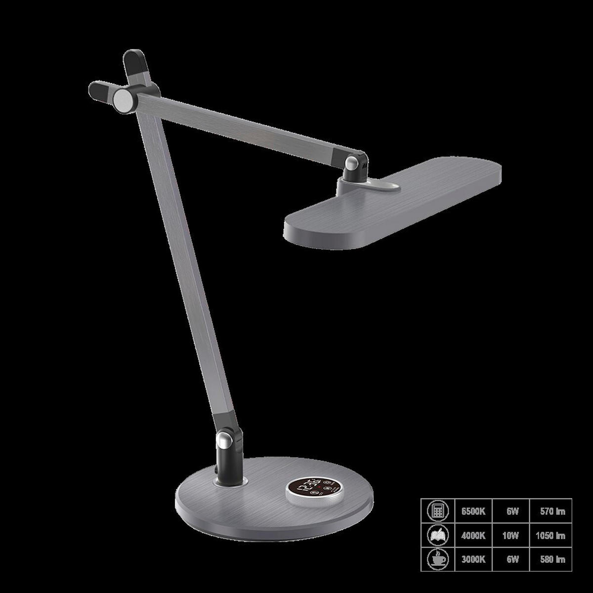 LAMPA NA PÍSACÍ STÔL, 38/53/37 cm - čierna/tmavosivá, Basics, kov/plast (38/53/37cm)