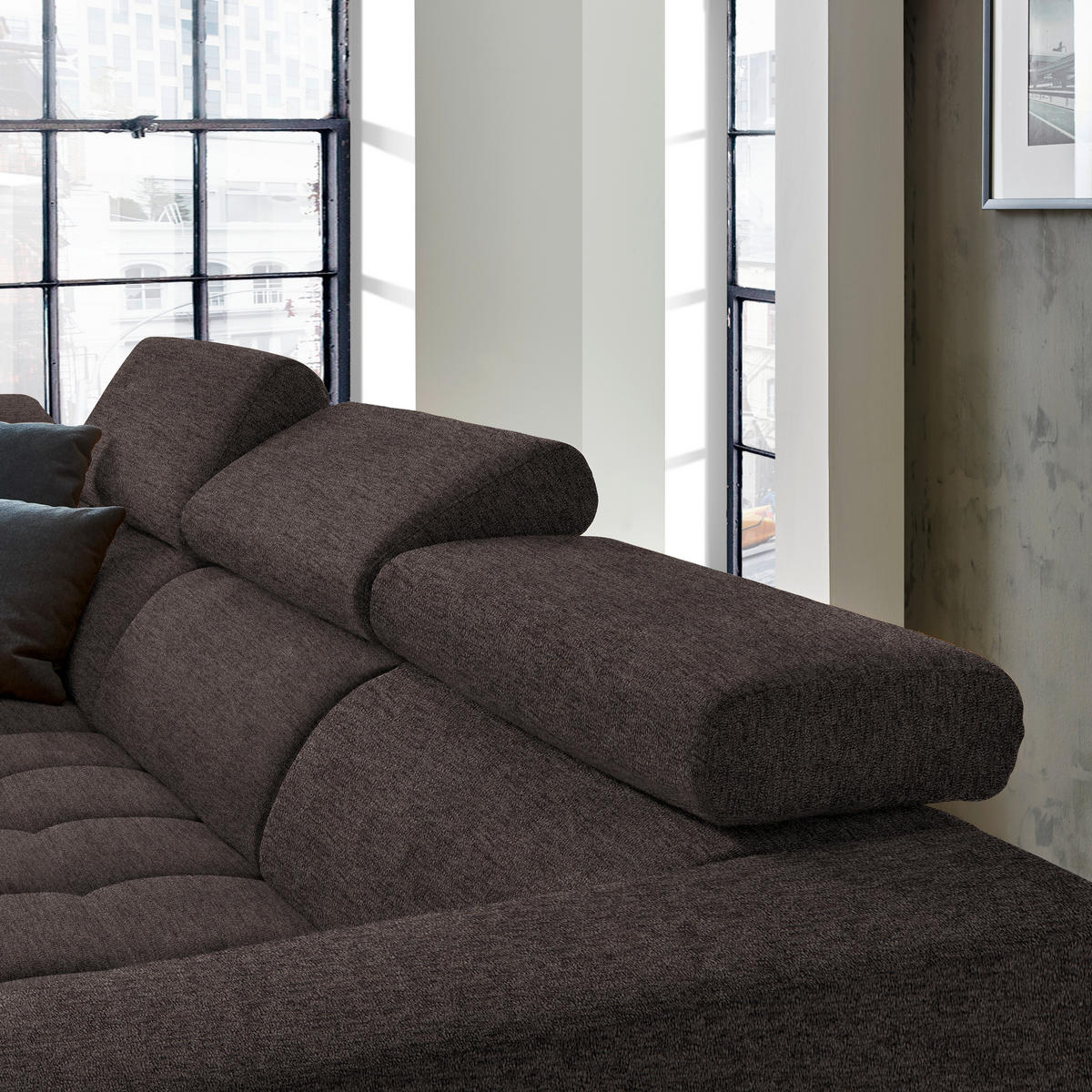 ECKSOFA in Mikrofaser Braun  207/301 cm  - Schwarz/Braun, Design, Textil/Metall (207/301cm) - Xora