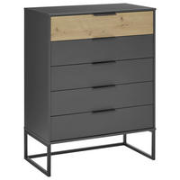 KOMMODE  in 80/105/43 cm  - Eiche Bianco/Schwarz, Design, Holzwerkstoff/Metall (80/105/43cm) - Musterring