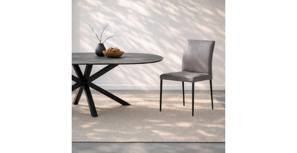 STUHL Echtleder Braun  - Schwarz/Braun, Design, Leder/Metall (46/87/58cm) - Johann Jakob