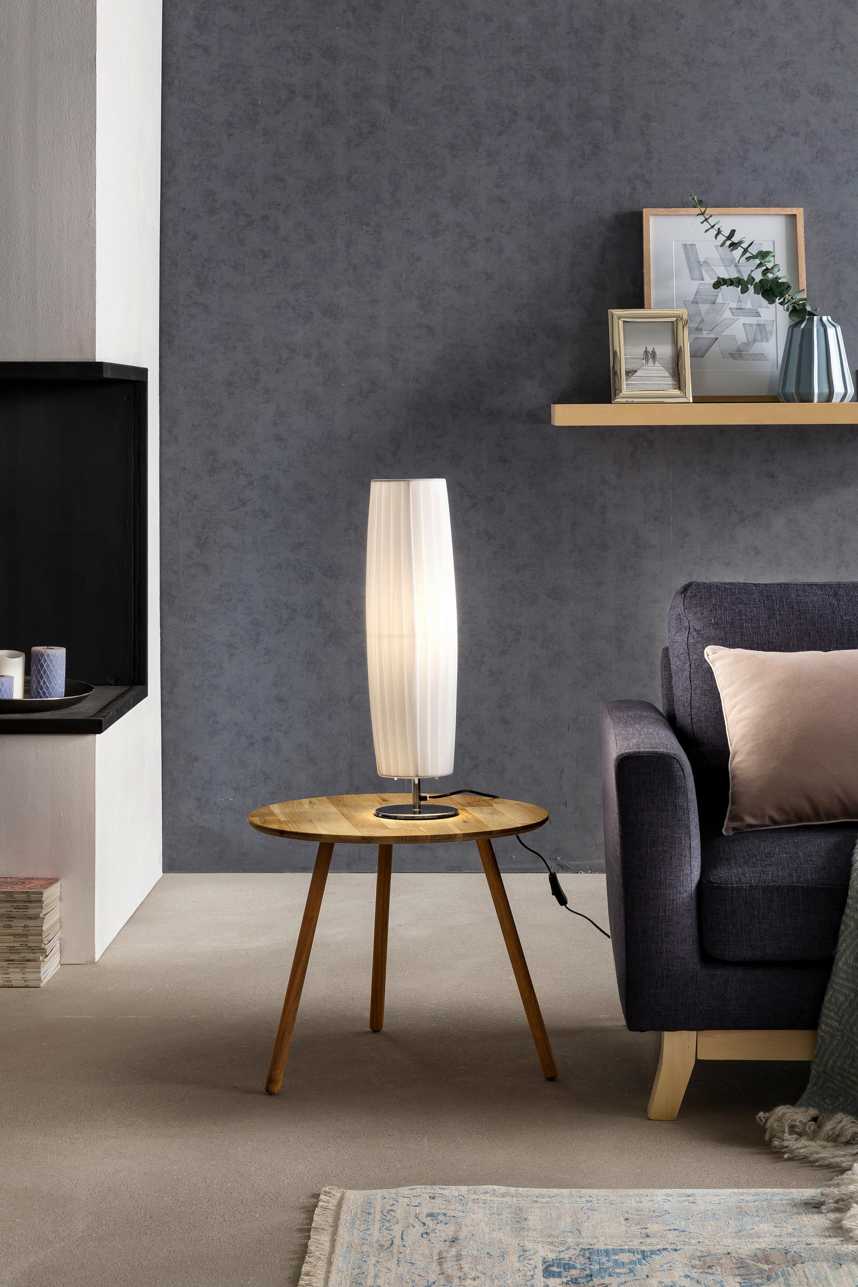 TISCHLEUCHTE 15/60/15 cm   - Chromfarben/Weiß, Design, Kunststoff/Metall (15/60/15cm) - P & B