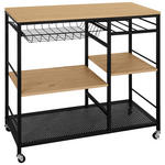 SERVIERWAGEN Naturfarben, Schwarz  - Schwarz/Naturfarben, Trend, Holzwerkstoff/Kunststoff (86/40/86cm) - Xora