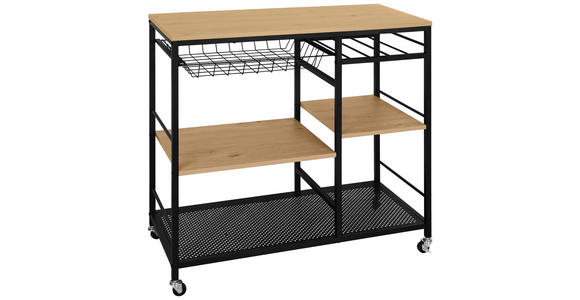 SERVIERWAGEN Naturfarben, Schwarz  - Schwarz/Naturfarben, Trend, Holzwerkstoff/Kunststoff (86/40/86cm) - Xora