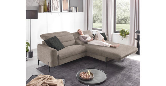 ECKSOFA in Flachgewebe Hellbraun  - Hellbraun/Schwarz, Design, Textil/Metall (252/191cm) - Dieter Knoll