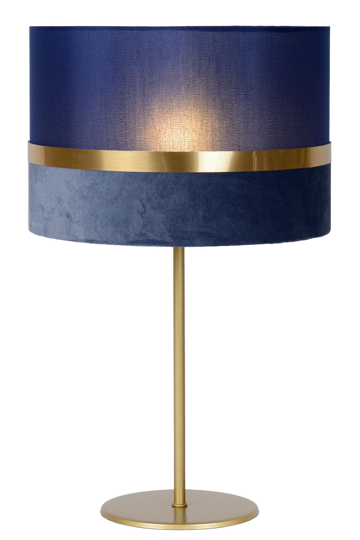 TISCHLEUCHTE 30/30/50 cm   - Blau/Goldfarben, Design, Textil/Metall (30/30/50cm) - Lucide