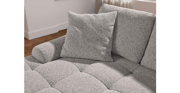 Ecksofa mit Funktion Grau Flachgewebe Zierkissen, Rückenkissen, Bettkasten, Schlaffunktion, Rücken echt, Liegefläche im Originalstoff  - Schwarz/Grau, KONVENTIONELL, Kunststoff/Textil (190/277cm) - Carryhome
