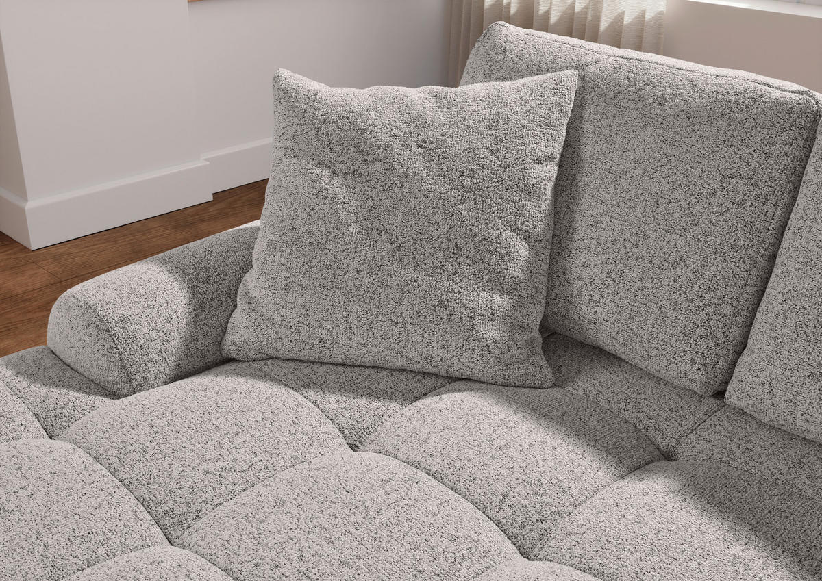Ecksofa mit Funktion Grau Flachgewebe Zierkissen, Rückenkissen, Bettkasten, Schlaffunktion, Rücken echt, Liegefläche im Originalstoff  - Schwarz/Grau, KONVENTIONELL, Kunststoff/Textil (190/277cm) - Carryhome