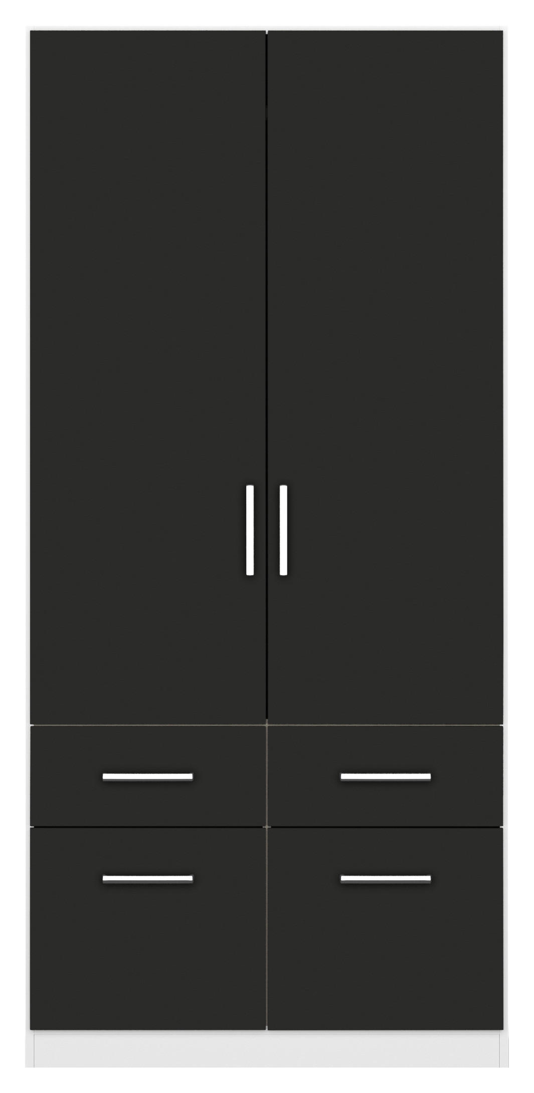 DREHTÜRENSCHRANK in Weiss, Grau  - Chromfarben/Weiss, Modern, Holzwerkstoff/Kunststoff (91/197/54cm) - Rauch Möbel