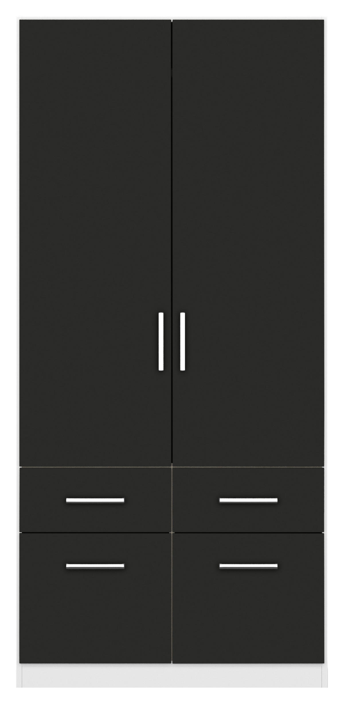 DREHTÜRENSCHRANK 91/197/54 cm 2-türig Weiß, Grau  - Chromfarben/Weiß, MODERN, Holzwerkstoff/Kunststoff (91/197/54cm) - Rauch Möbel