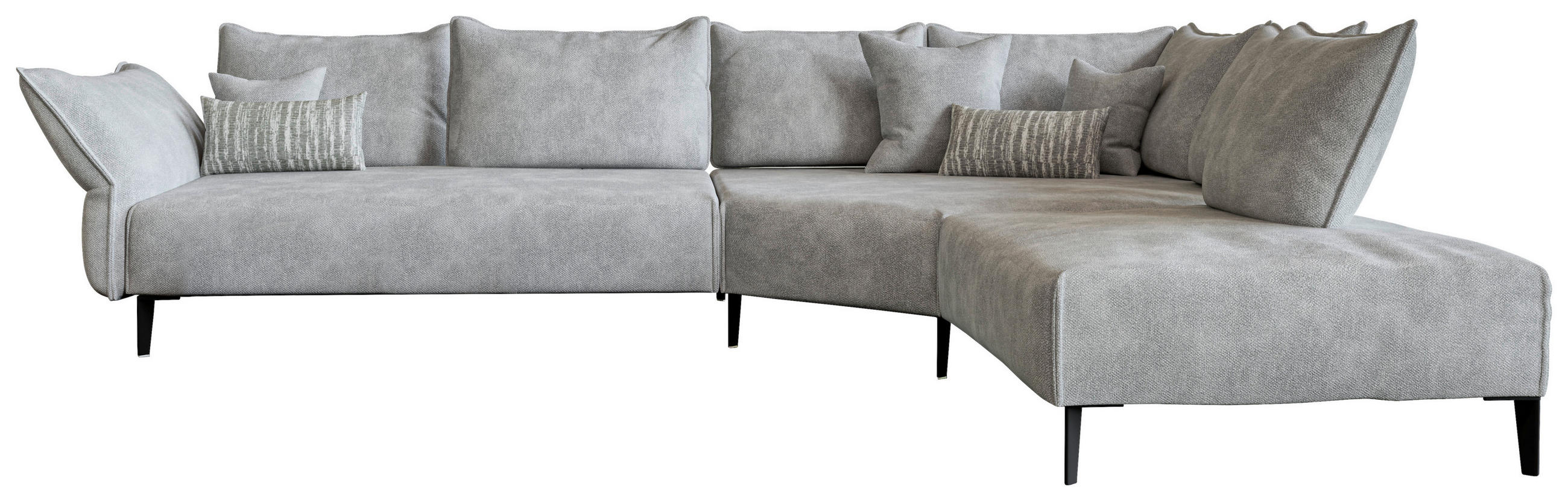 ECKSOFA  in Chenille, Flachgewebe Hellgrau  340/272 cm  - Hellgrau/Schwarz, MODERN, Textil/Metall (340/272cm) - W.Schillig