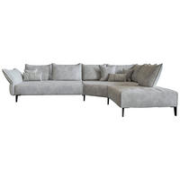 ECKSOFA Chenille, Flachgewebe Hellgrau  - Hellgrau/Schwarz, Modern, Textil/Metall (340/272cm) - W.Schillig