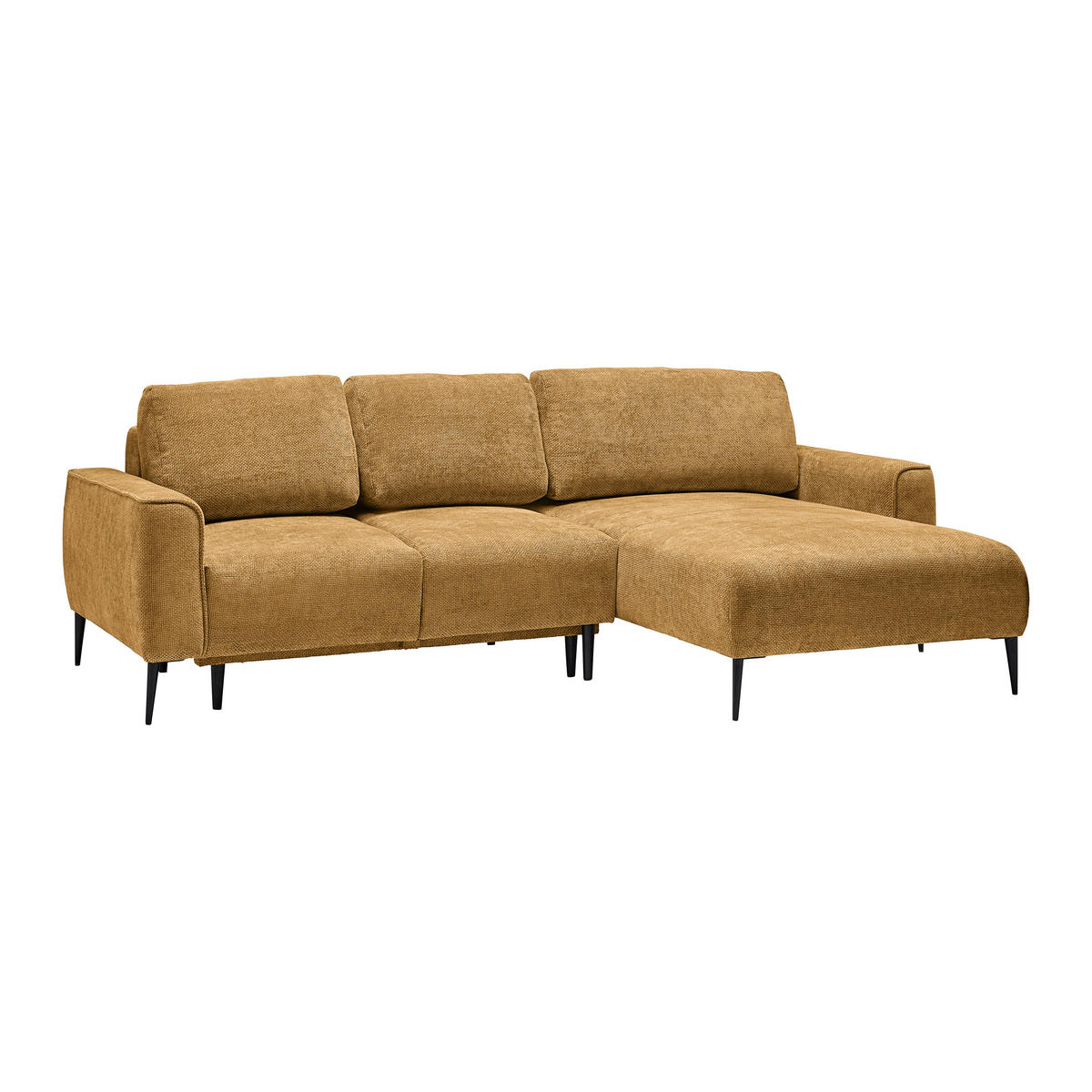 ECKSOFA in Webstoff Bernsteinfarben  - Bernsteinfarben/Schwarz, Modern, Textil/Metall (255/164cm) - MID.YOU