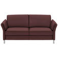 3-SITZER-SOFA Latina in Echtleder Weinrot   - Weinrot/Alufarben, Design, Leder/Metall (190/82/99cm) - Dieter Knoll